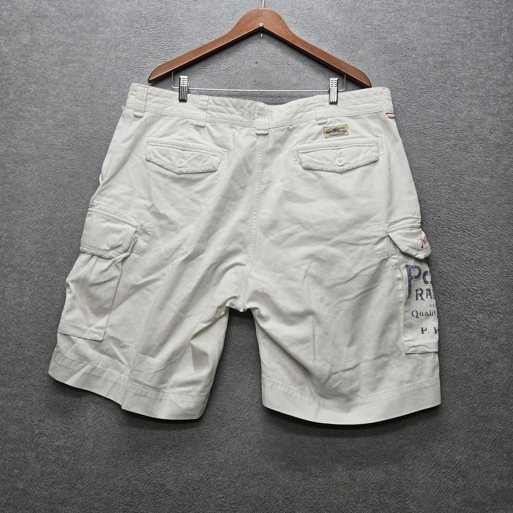 Polo Ralph Lauren Men Shorts 40 White Gellar Cargo Graphic Twill Text PRL 10